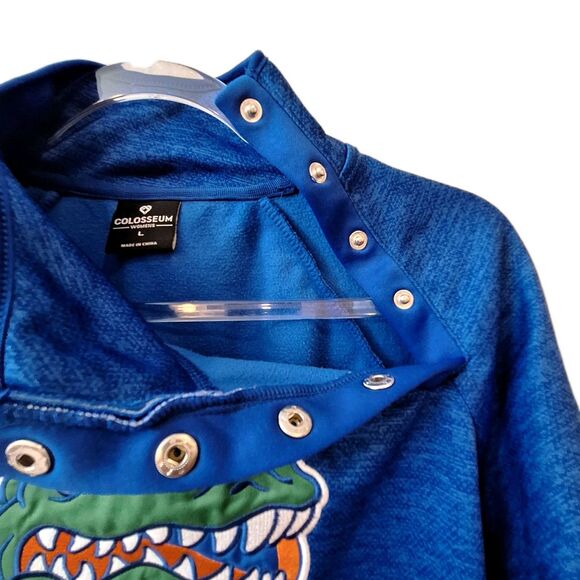 Florida Gators Blue Heathered Marled Side Snap Womens Pullover Sz Large Coloseum - Picture 7 of 10
